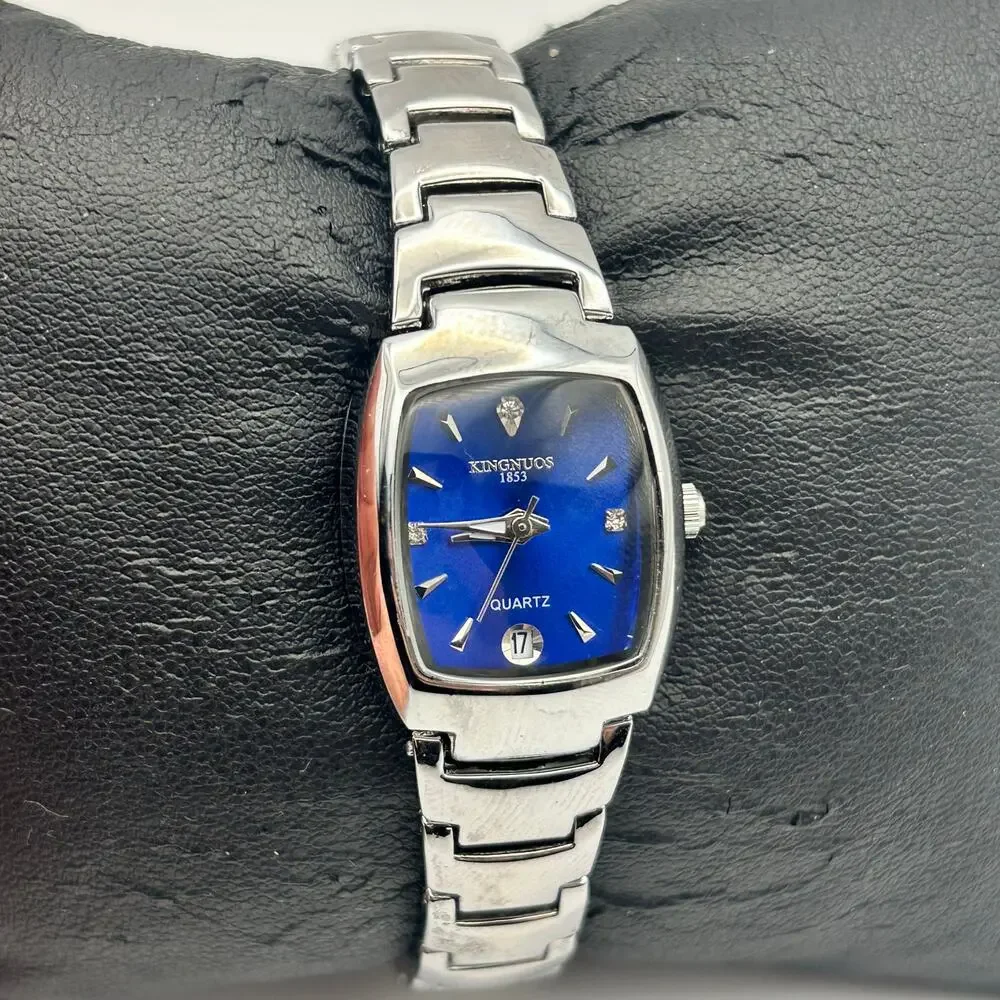 Kingnuos 1853 Diamond Accent Silver Tone Blue Dial Women's Watch Working